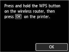 Pantalla WPS (método de pulsador): Seleccionar OK